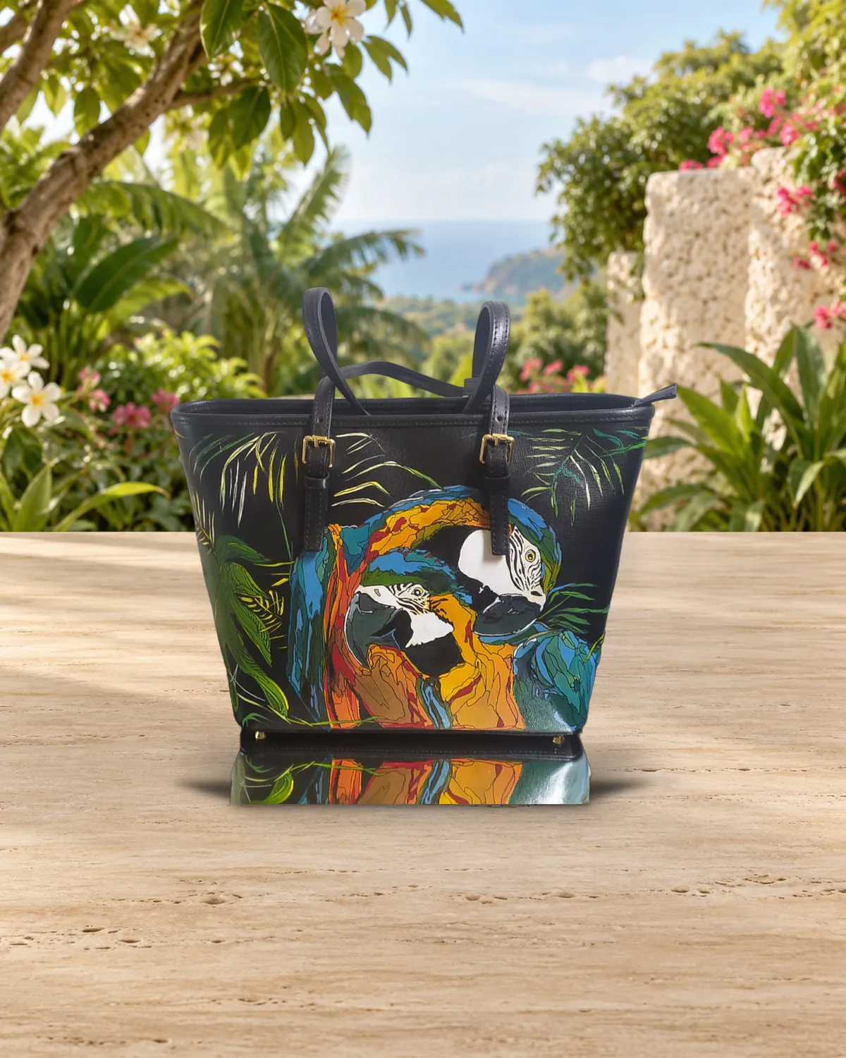Ara, handbemalte Tasche