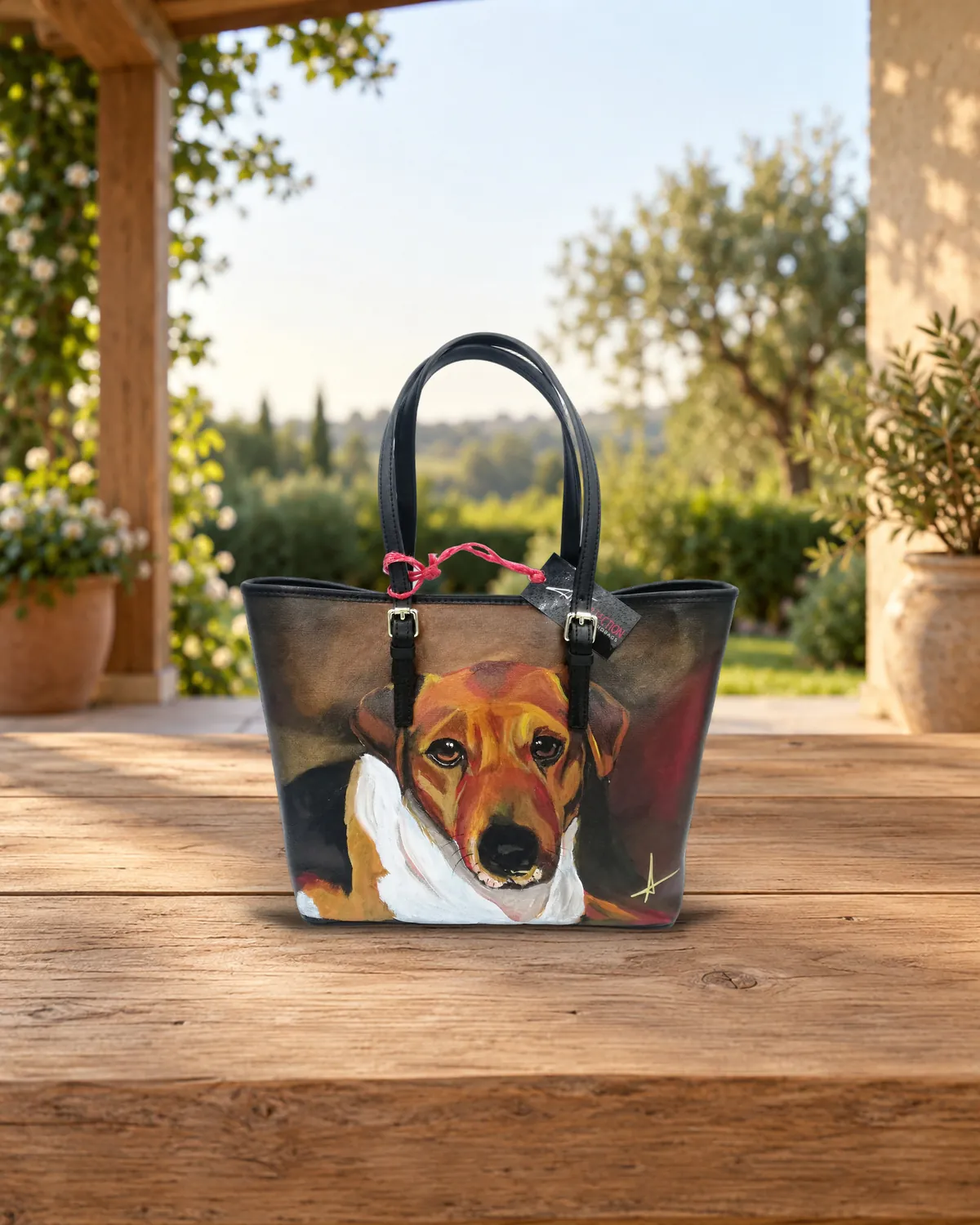 Beagle, borsa dipinta a mano