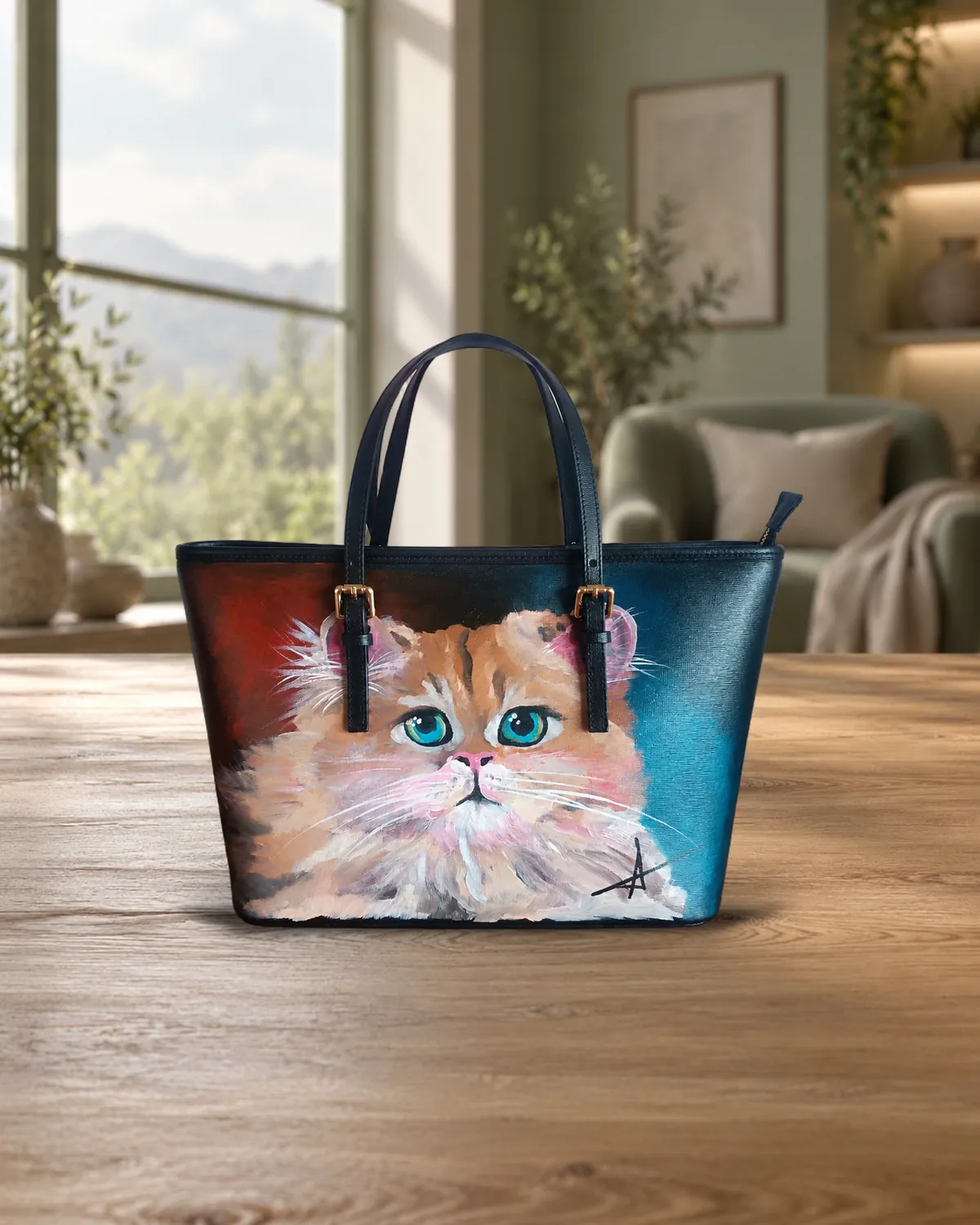 Perserkätzchen, handbemalte Tasche