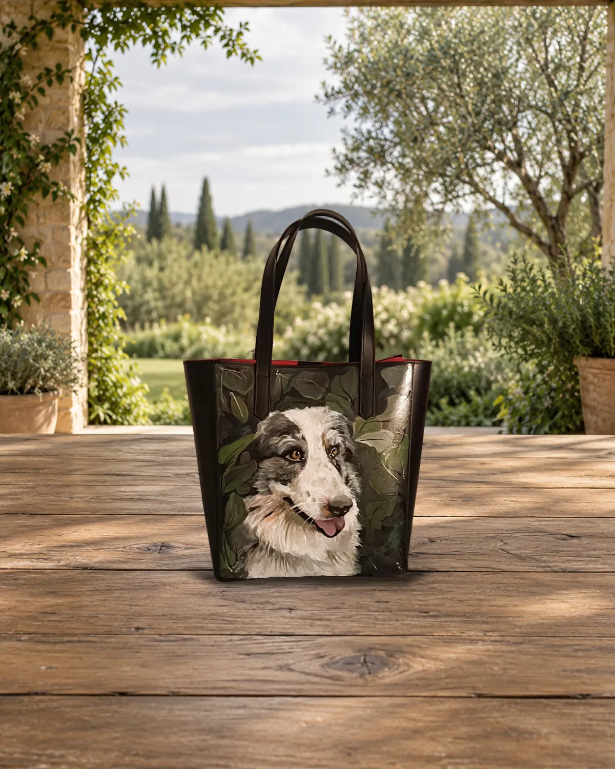 Australian shepherd, hand-painted bag
