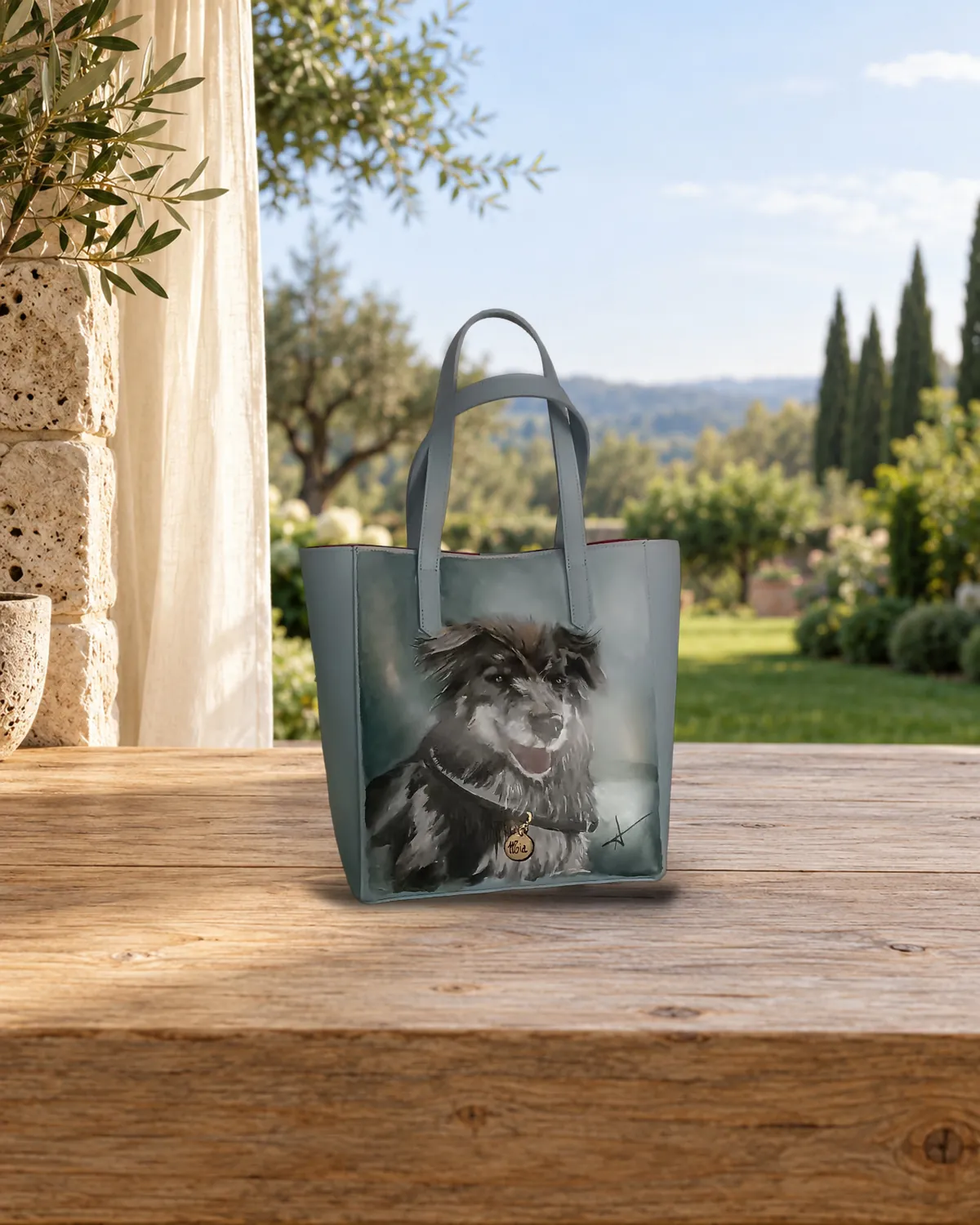 Schnauzer, bolso pintado a mano