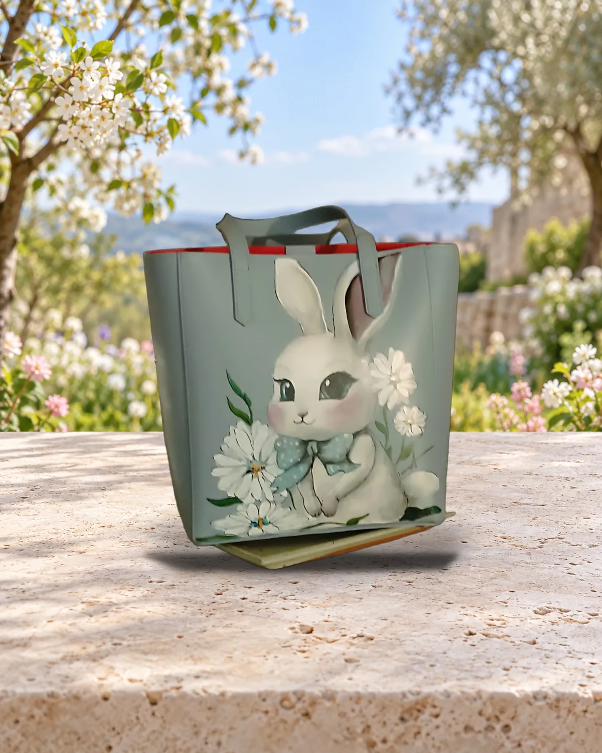 Häschen, handbemalte Tasche