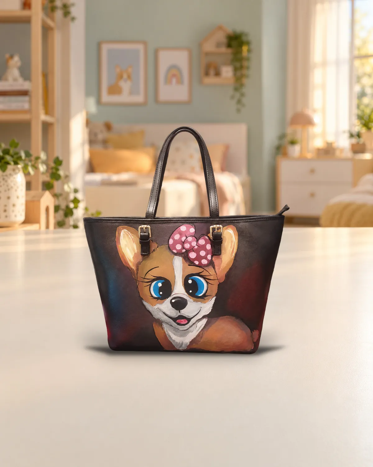 Corgi, hand-painted bag