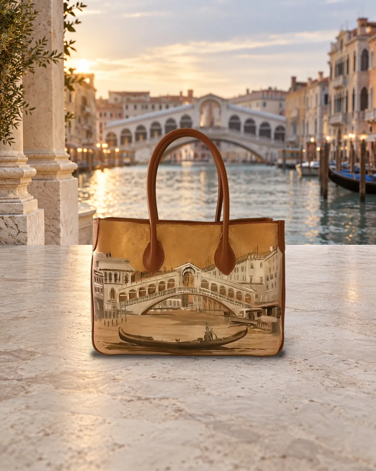 Venezia, borsa dipinta a mano