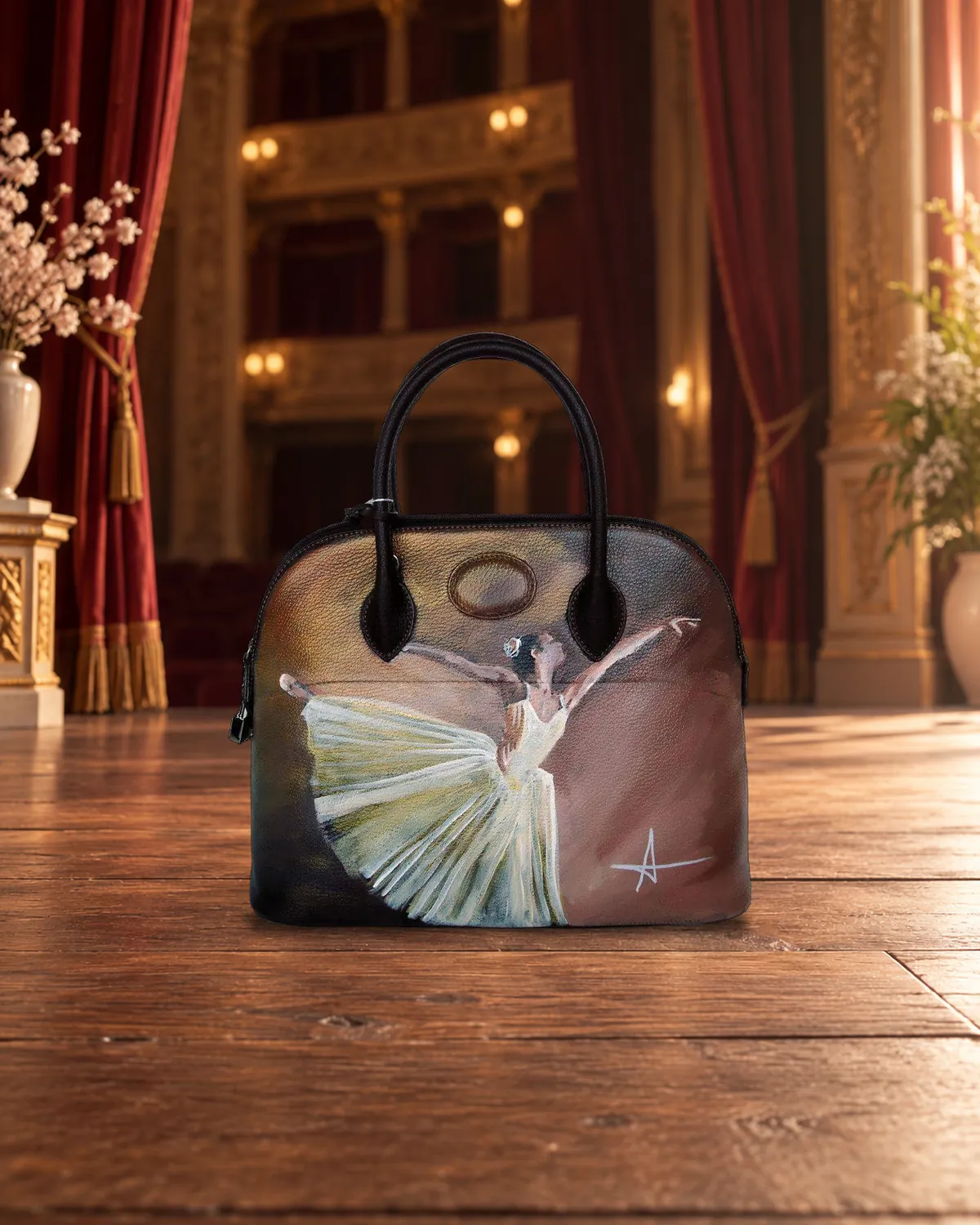 Ballerina, borsa dipinta a mano