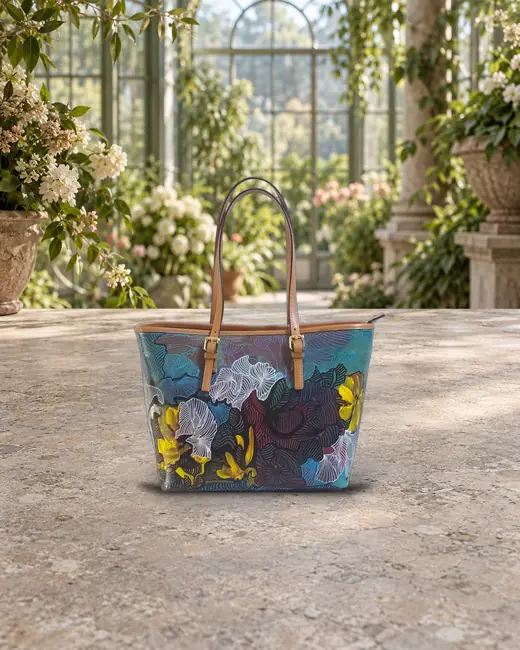Fiori tote cuoio