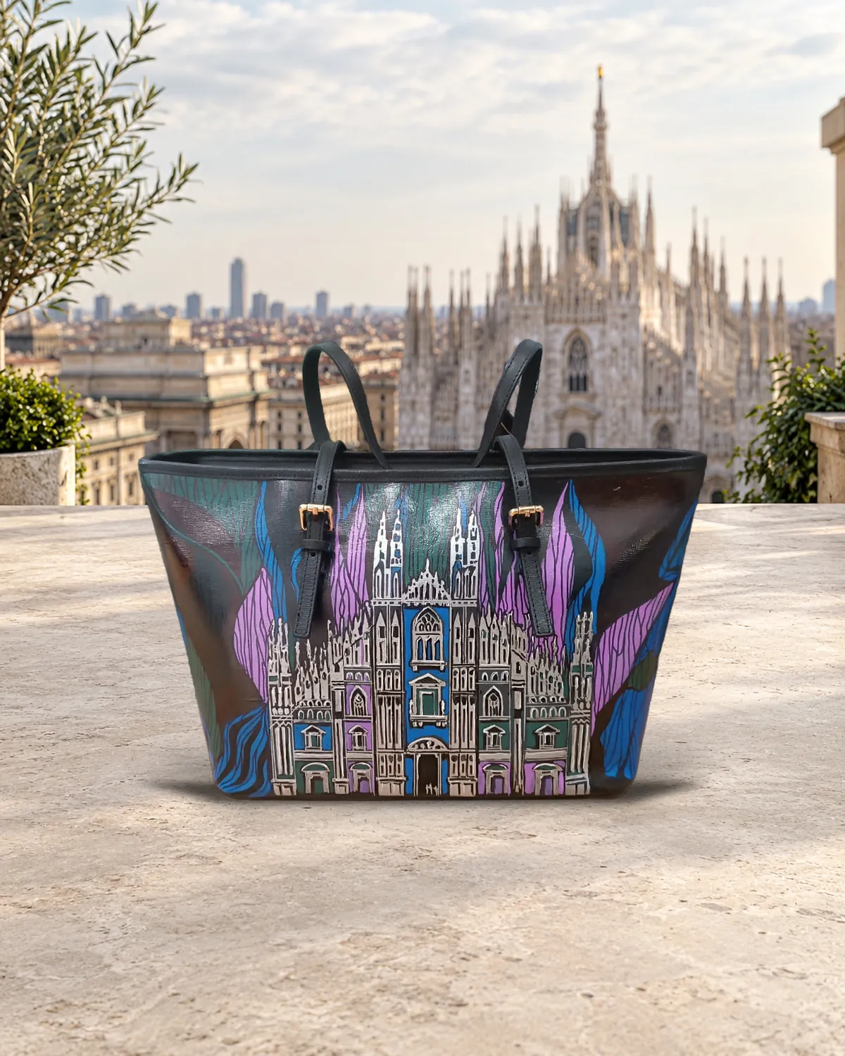 Milano tote colori, borsa dipinta a mano