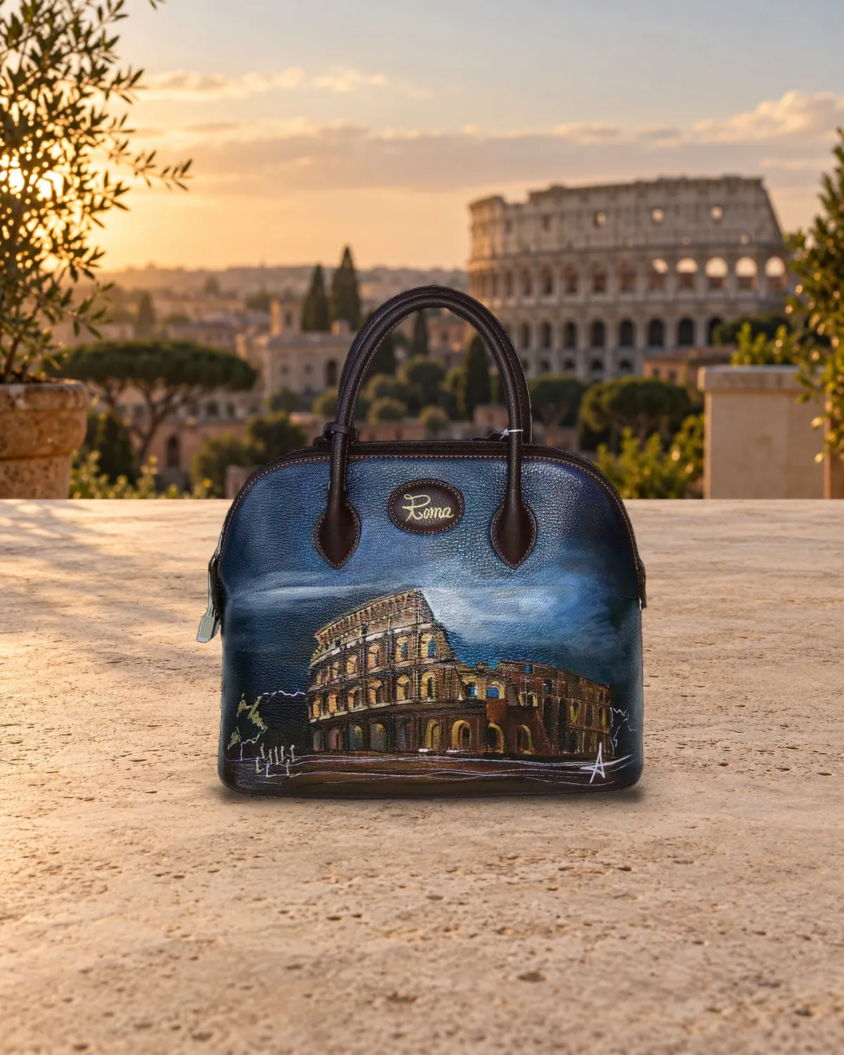 Rome, hand-painted bag