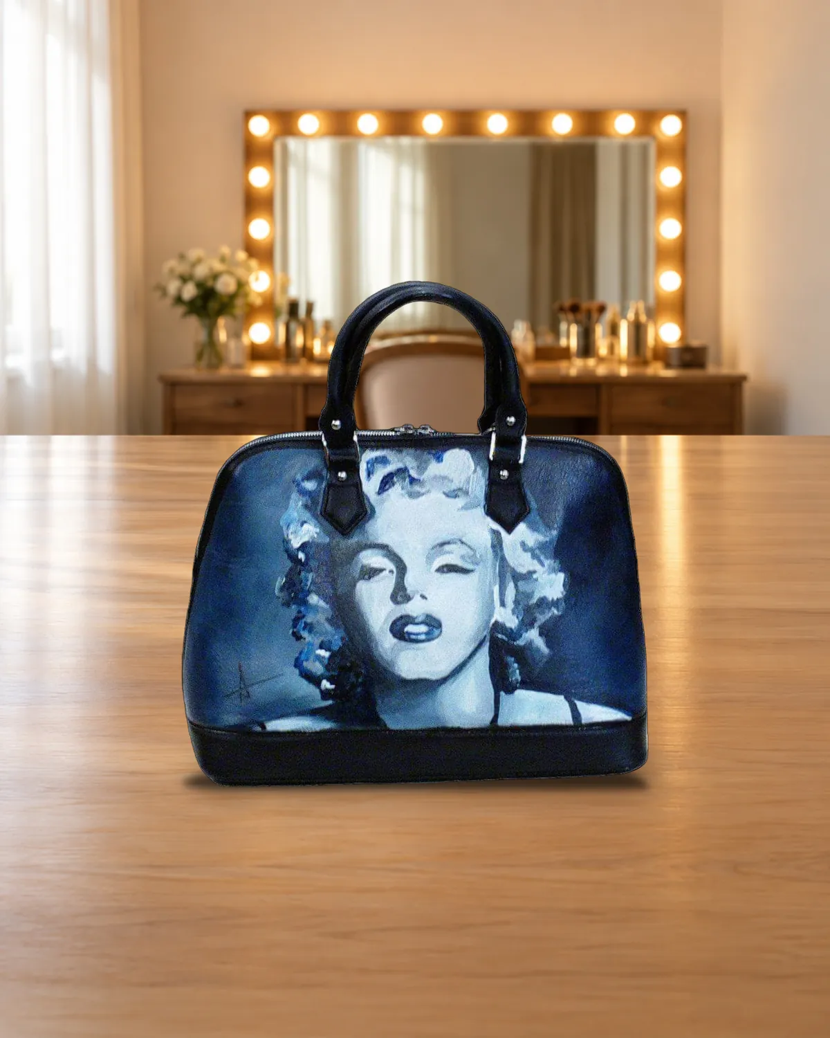 Blue Marilyn, hand-painted bag